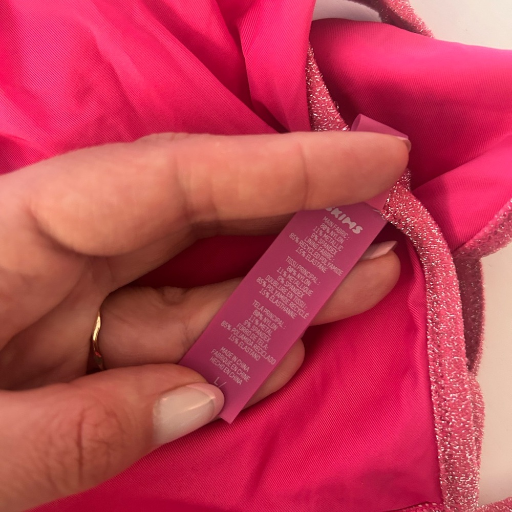 Skims Bright Pink Sparkle One-Piece Swimsuit - Picture 5 of 6